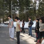 수양관에서 아침체조